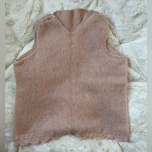 Vintage Handmade Peach Soft Pink V Neck Vest with Gorgeous Accent Buttons